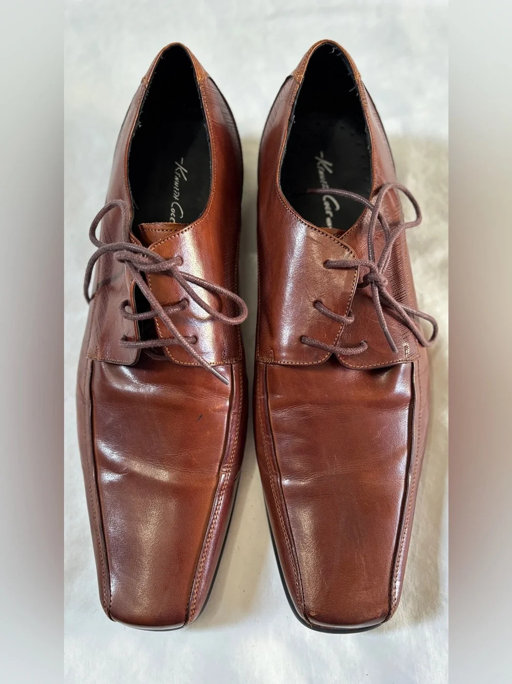 Kenneth Cole NY Brown Leather Square Toe Dress Shoes Men’s 11